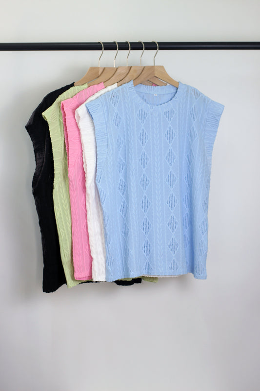 T2412WZD15665 - Sleeveless Textured Blouse
