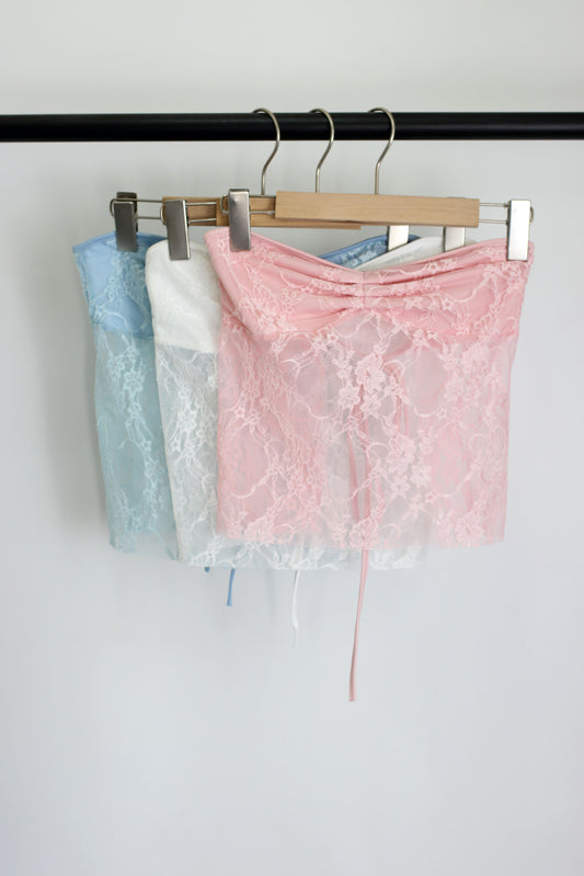 T2502LSFY98653 - Lace Strapless Bustier Crop Top