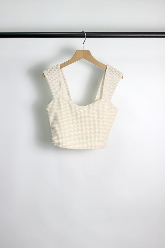 T2502YSQ71929 - Waffle Knit Square Neck Crop Top