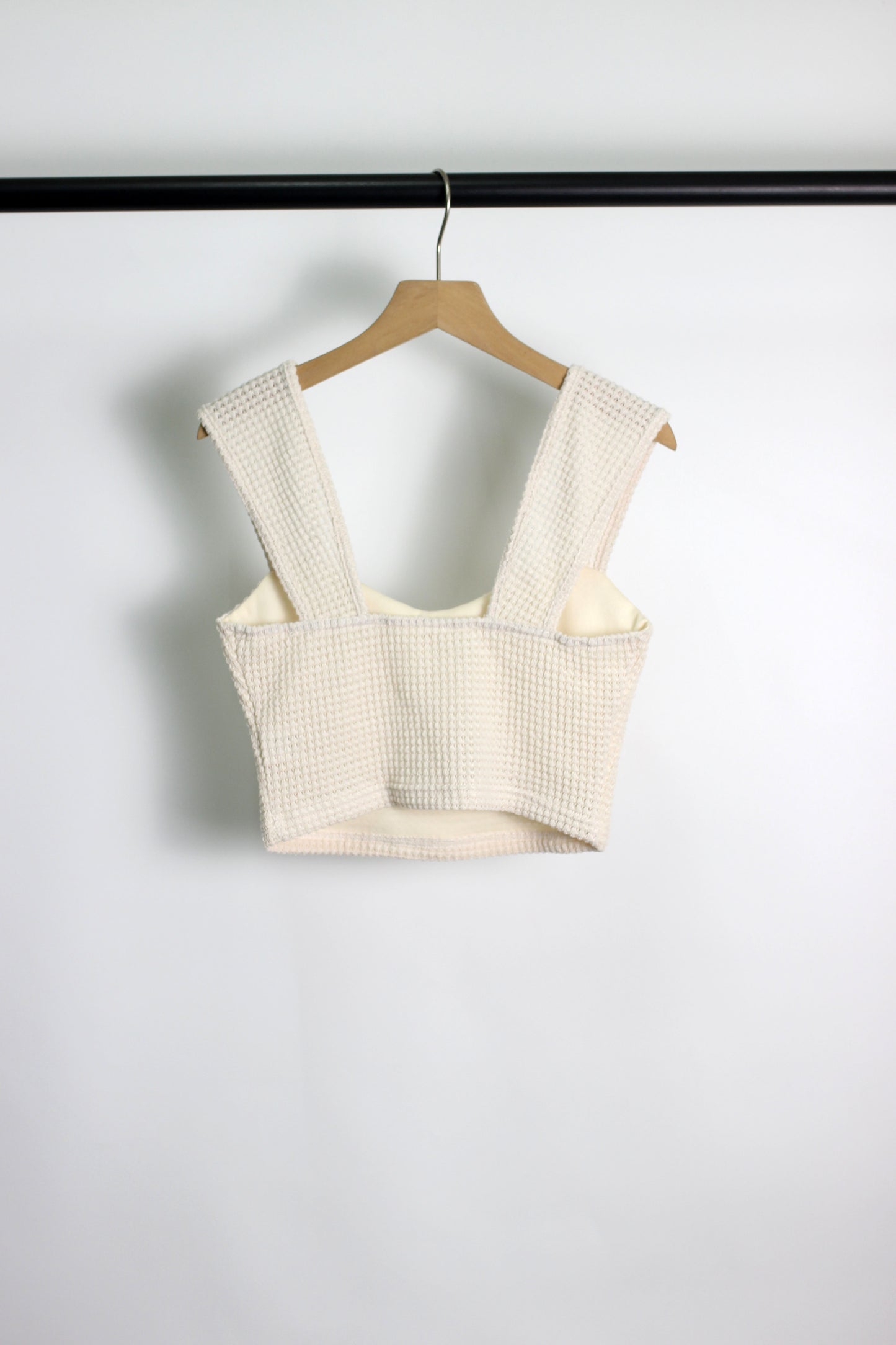 T2502YSQ71929 - Waffle Knit Square Neck Crop Top