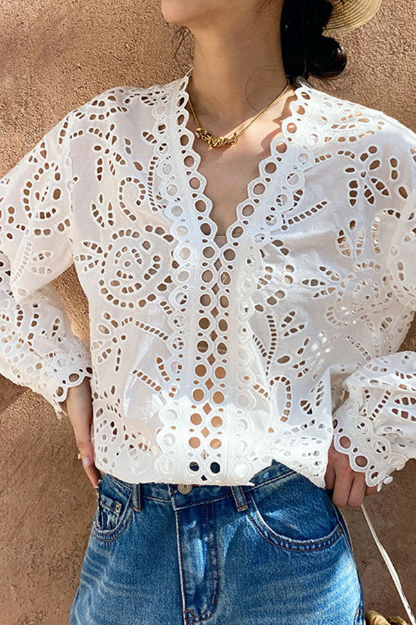T2502ZNY88478 - Eyelet Lace Cotton Blouse