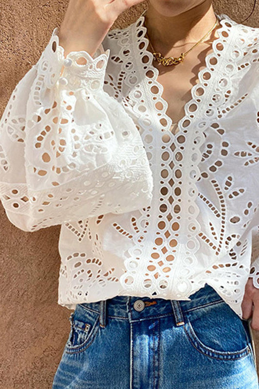 T2502ZNY88478 - Eyelet Lace Cotton Blouse