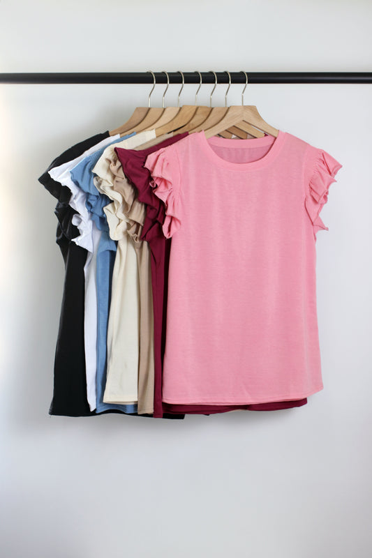 T2503JY66406 - Women's Ruffle Sleeve T-Shirt