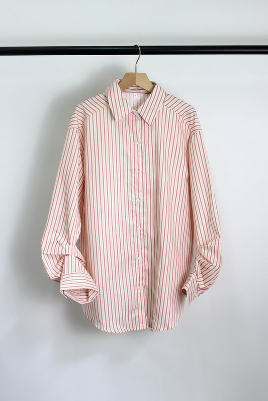 T2505RYY73071 -Striped Balloon Sleeve Button-Up Shirt