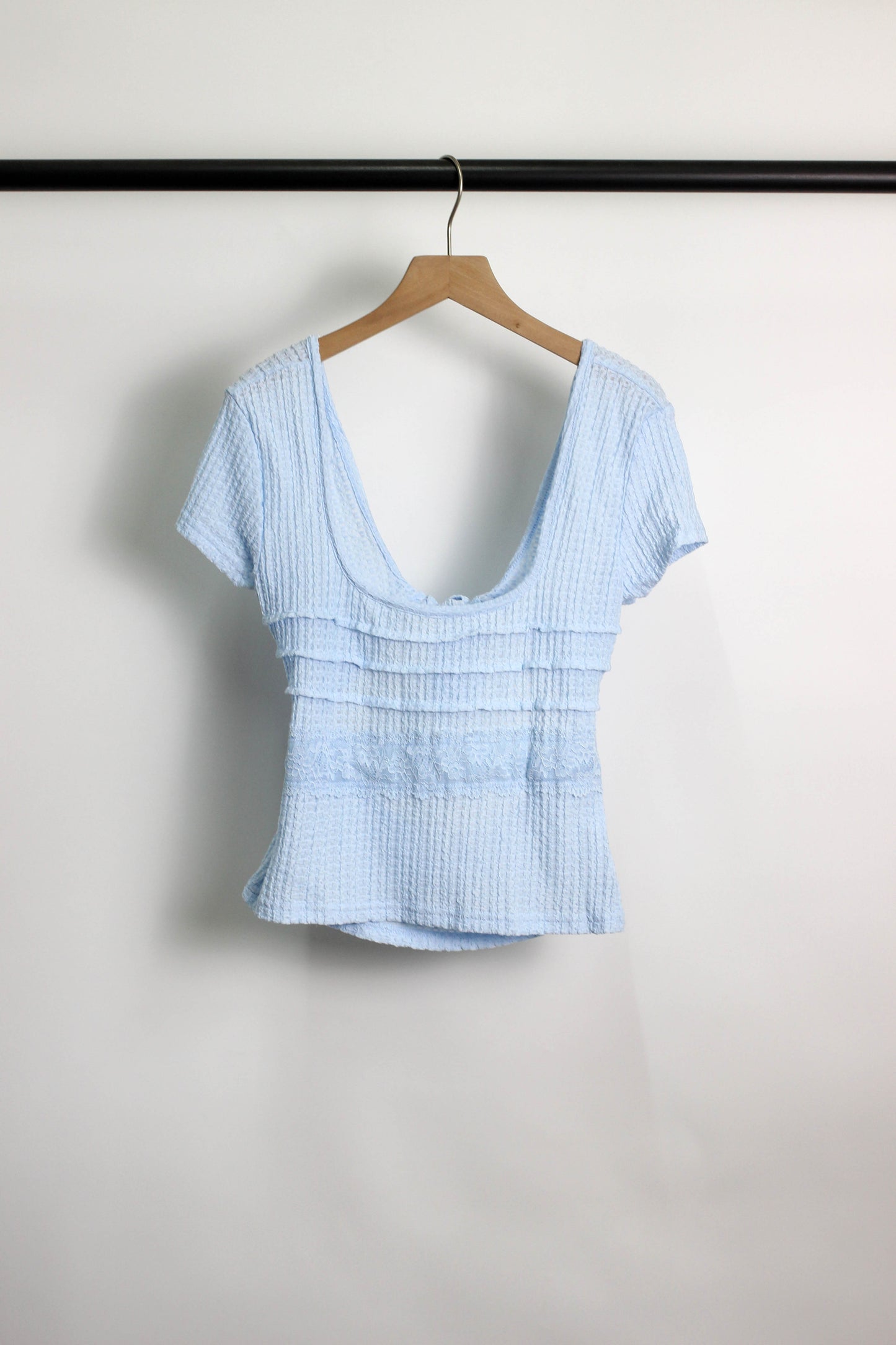 T2506DY69080 - Lace-Trim Textured Knit Top