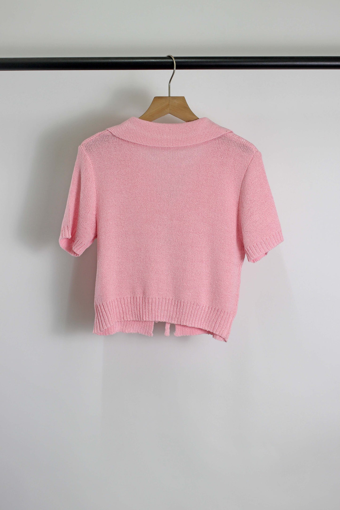 T2506SM55809 - Bow-Tie Front Knit Polo Crop Top