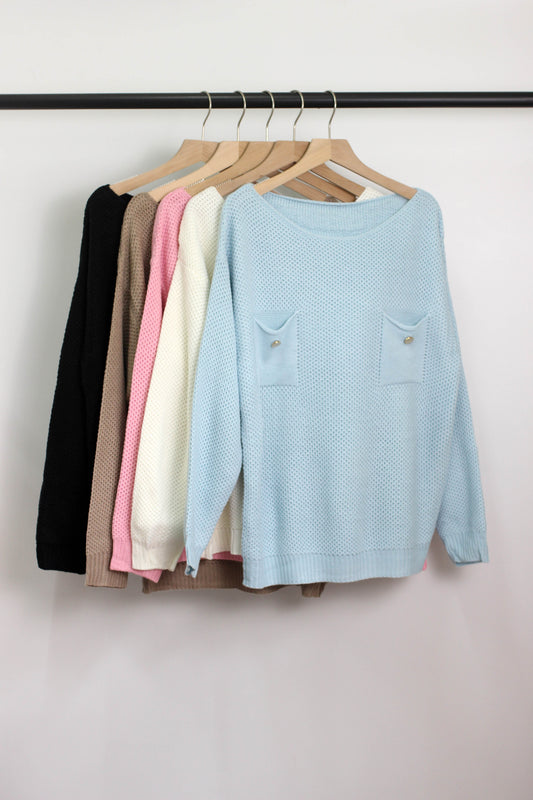 W2406JYYS34629 - WOMEN TEXTURED ACRLIC SWEATER