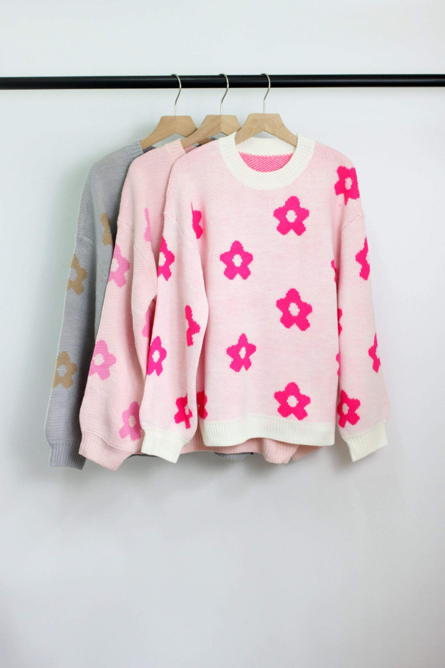 W2406JYYS91758 - FLORAL KNIT SWEATER