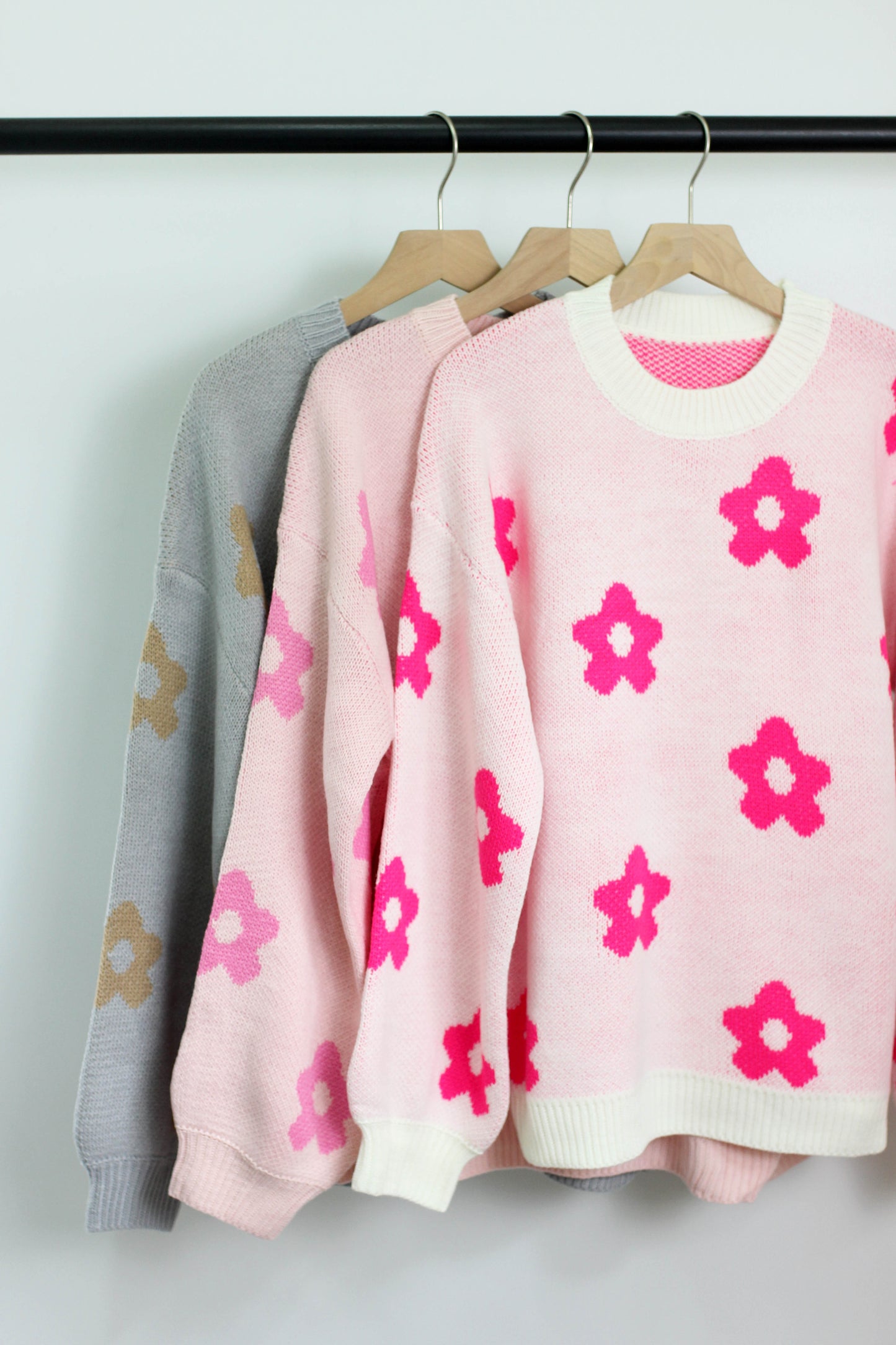 W2406JYYS91758 - FLORAL KNIT SWEATER