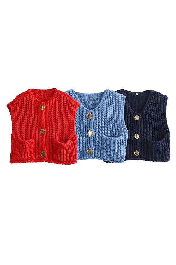 W2406KBZ36375 - CHUNKY KINT POLYESTER SWEATER VEST