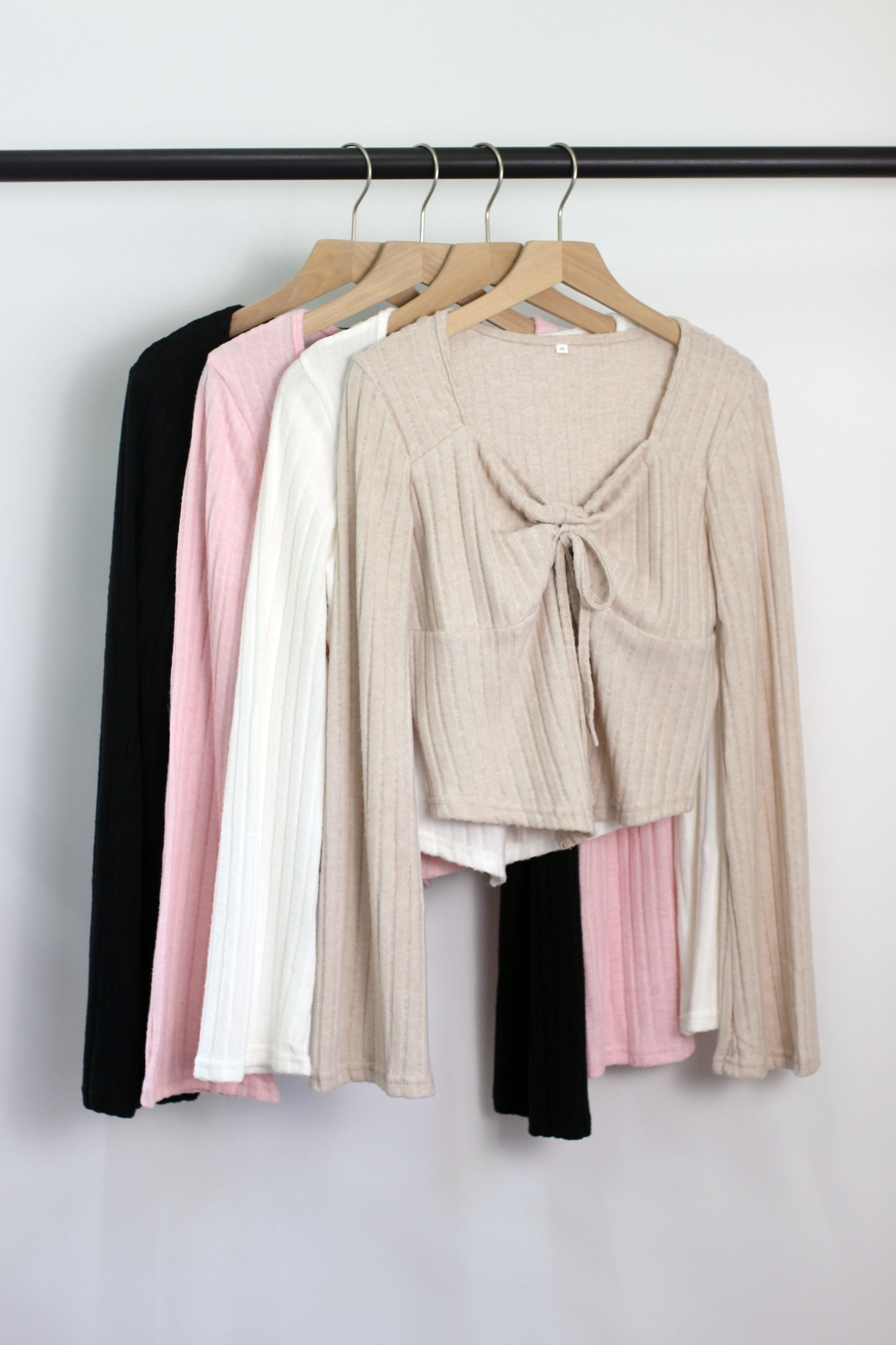 W2408DUY94411 - Classic Tie-Front Ribbed Sweater