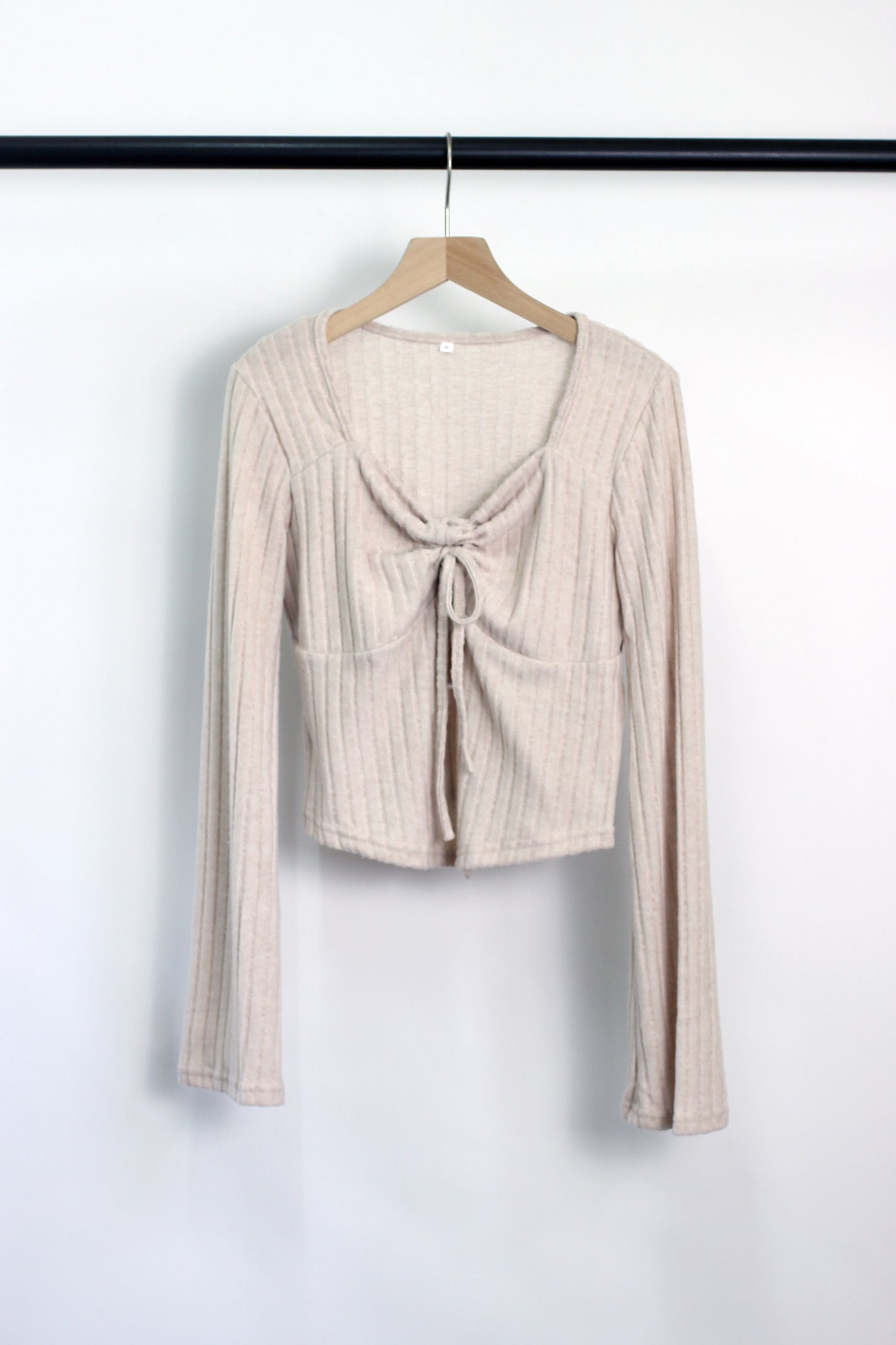W2408DUY94411 - Classic Tie-Front Ribbed Sweater