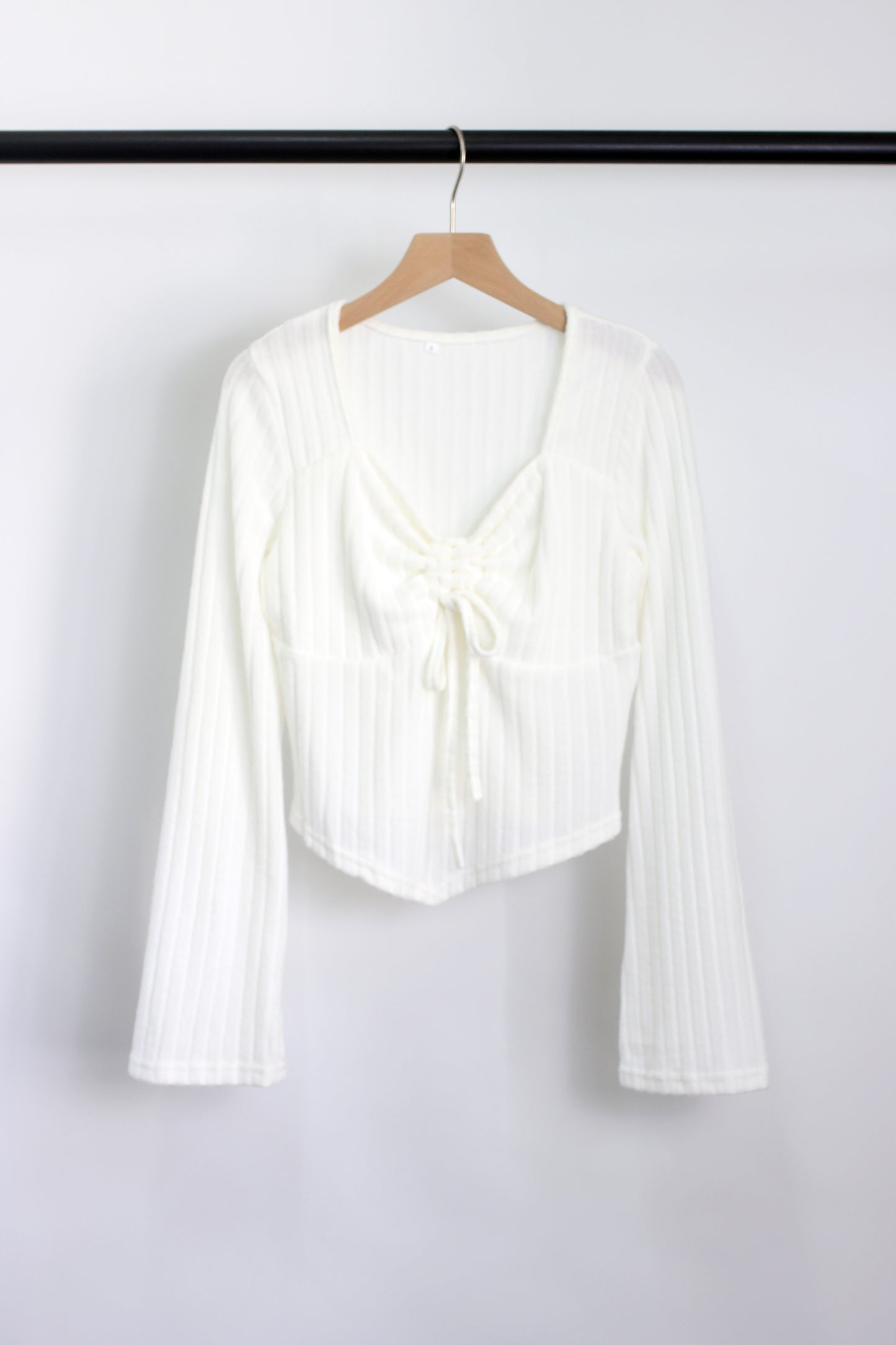 W2408DUY94411 - Classic Tie-Front Ribbed Sweater