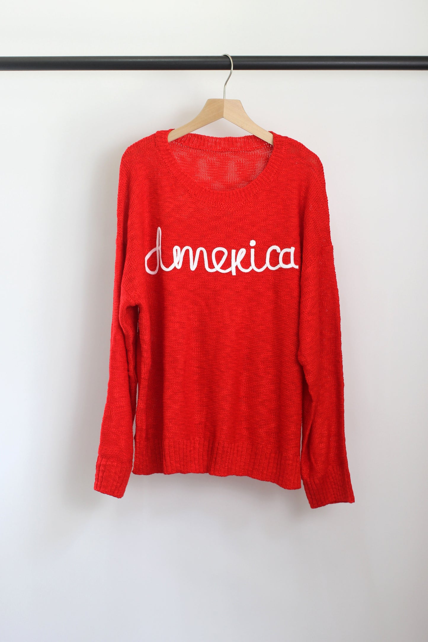 W2408MY54489 - America Embroidered Crew Neck Sweaters