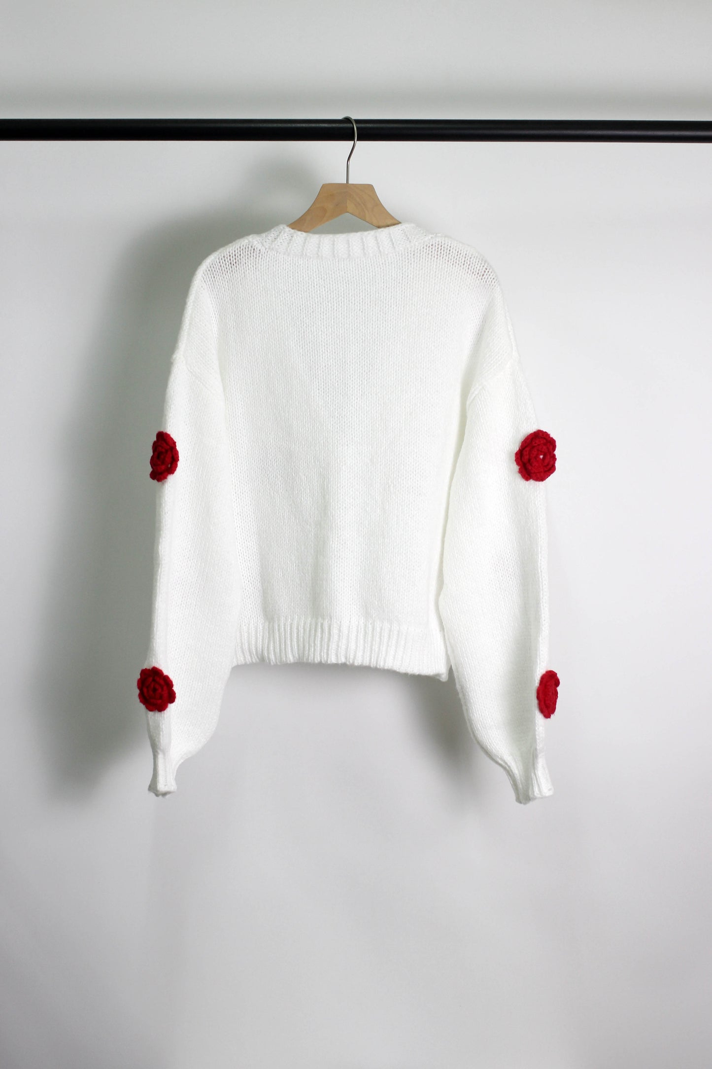 W2506MY73953 - Floral Embroidered Knit Cardigan with 3D Rose Appliqu¨¦