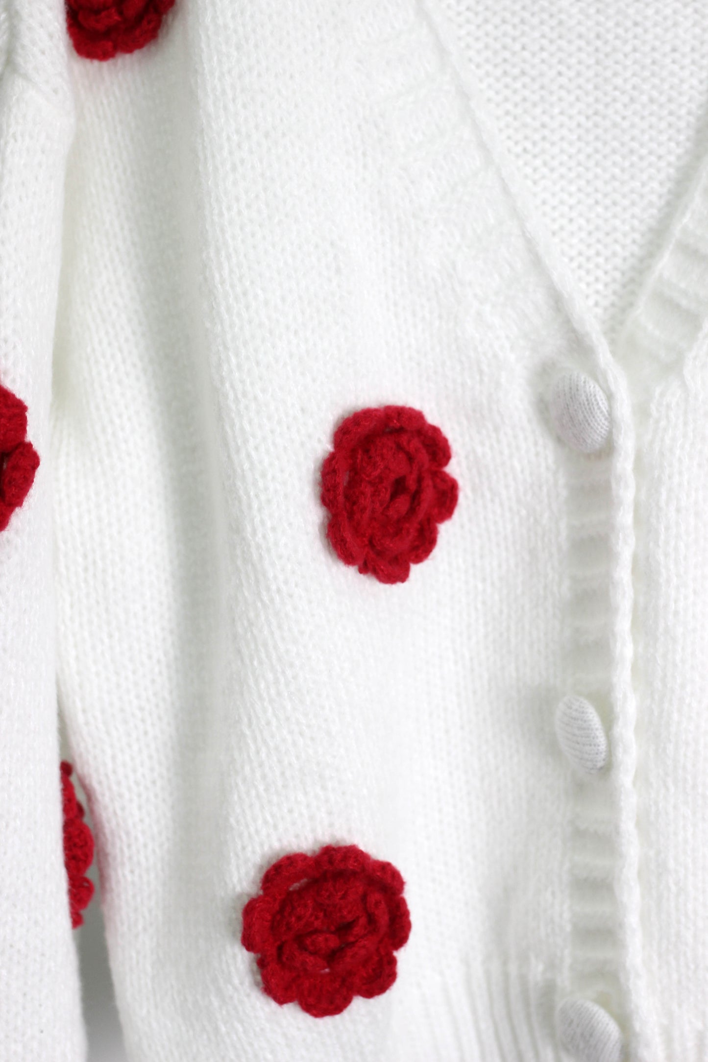 W2506MY73953 - Floral Embroidered Knit Cardigan with 3D Rose Appliqu¨¦