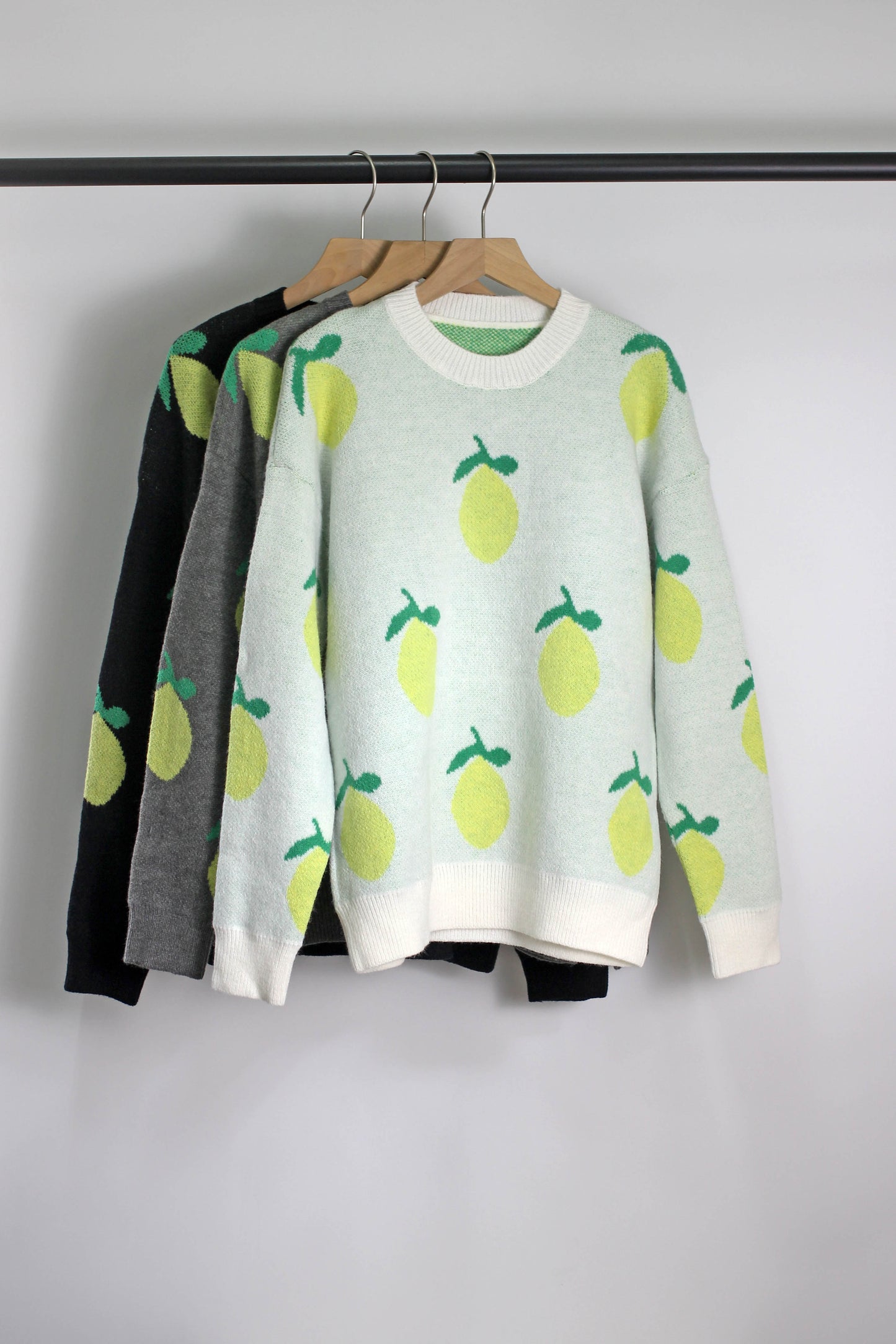 W2507JYYS18567 - Unisex Lemon Print Knit Sweater