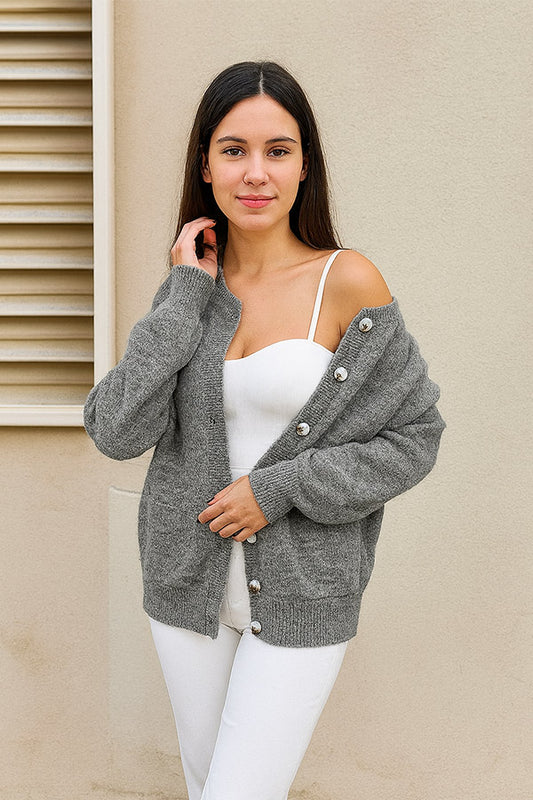 W2507JYYS80689 -Women¡¯s Soft Knit Button-Up Blend Cardigan