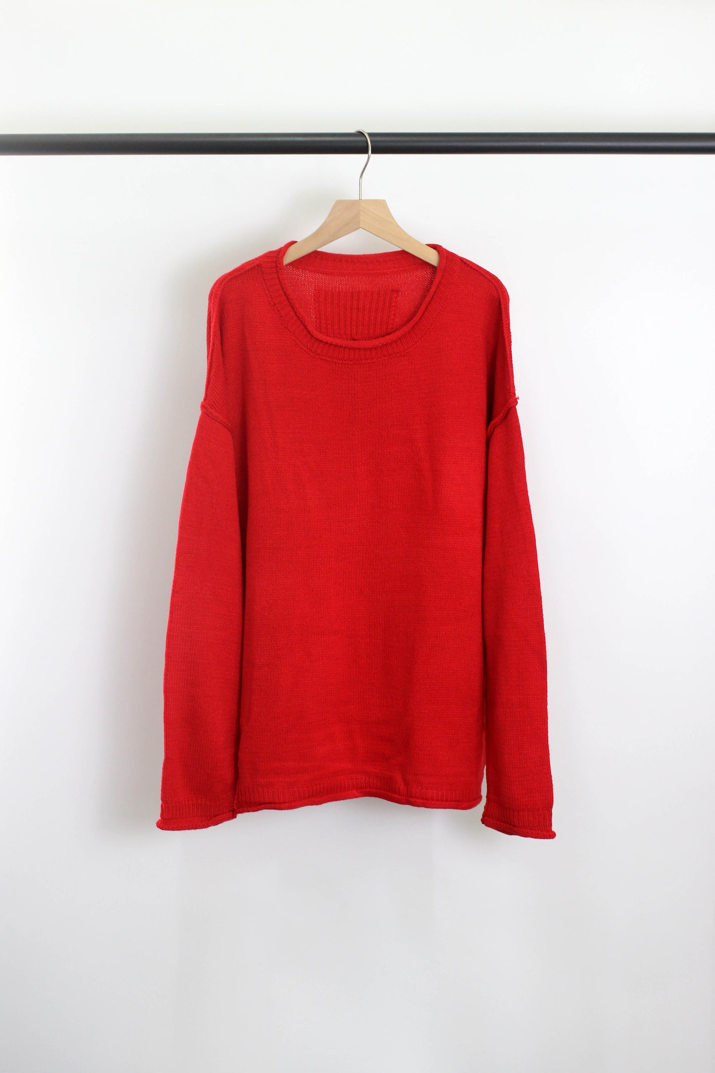 W2507SF29182 - Relaxed Knit Crewneck Sweater ¨C Side Slit Design
