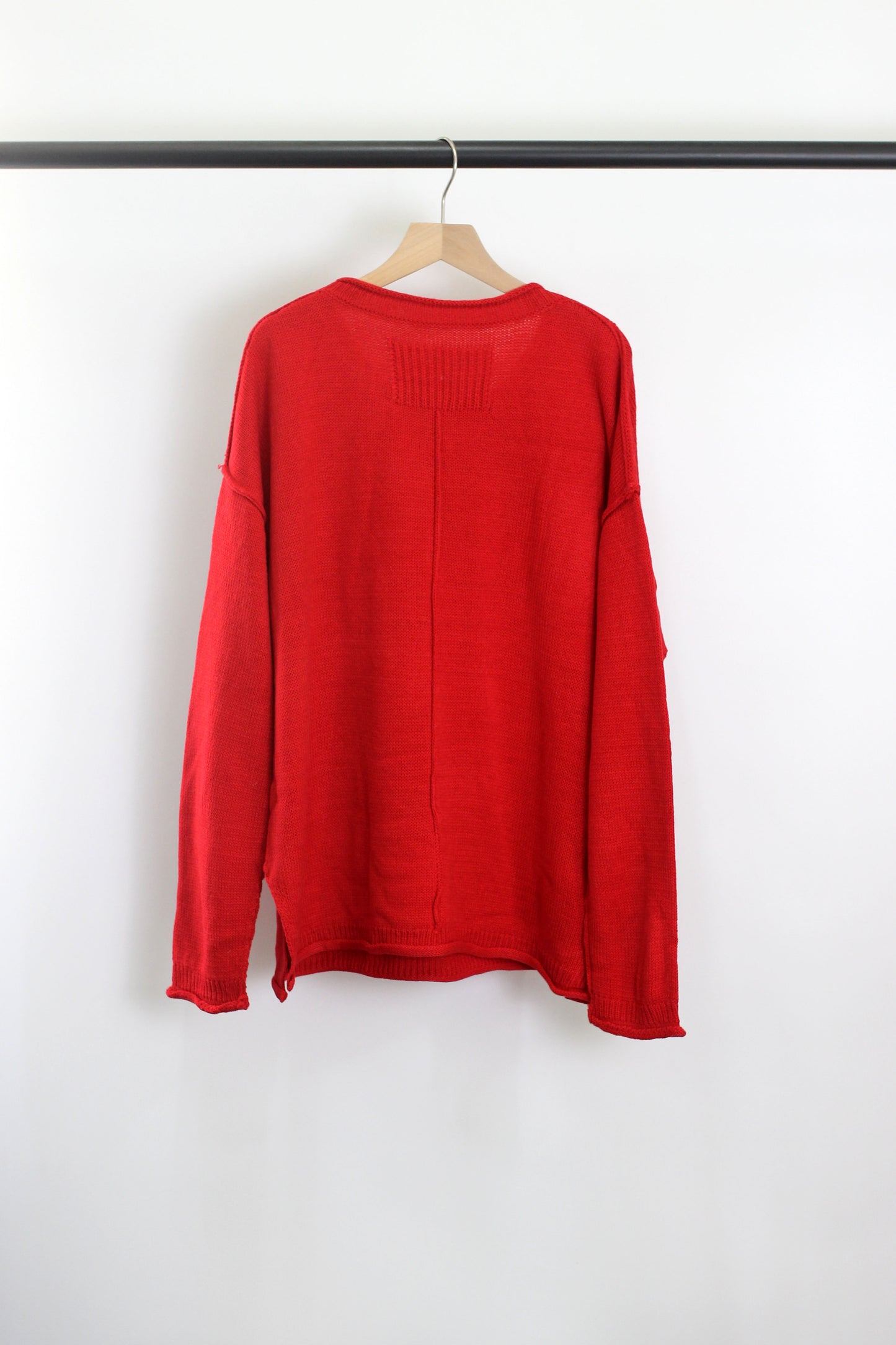 W2507SF29182 - Relaxed Knit Crewneck Sweater ¨C Side Slit Design