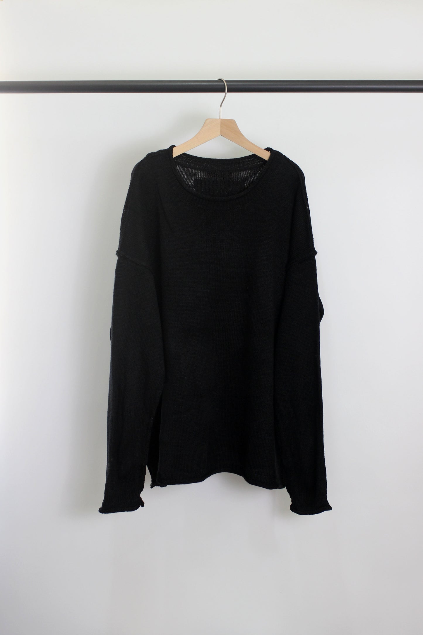 W2507SF29182 - Relaxed Knit Crewneck Sweater ¨C Side Slit Design