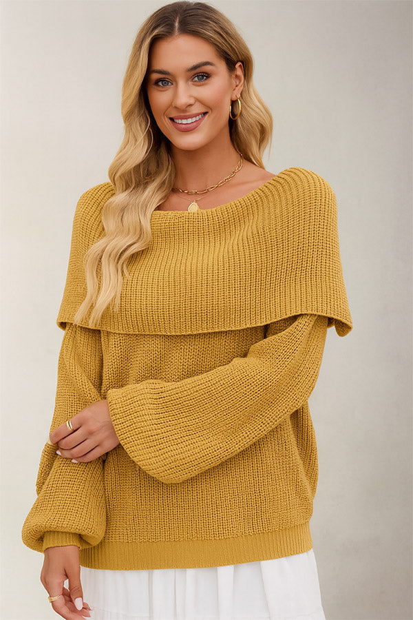 W2507SF70565 - Women's Off-Shoulder Chunky Knit Sweater
